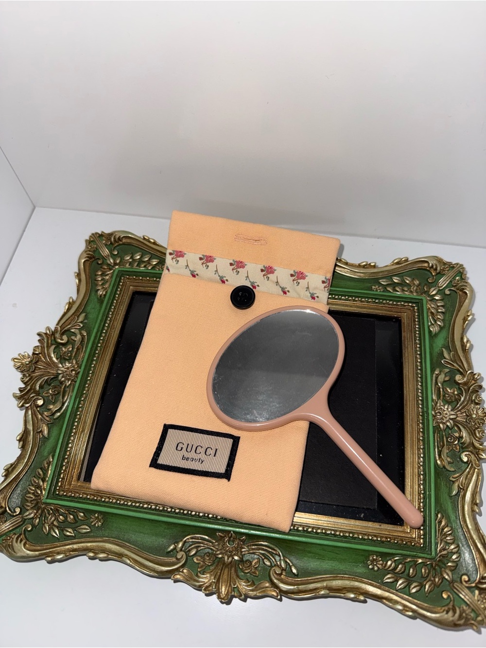Gucci Peach Hand Mirror and Pouch